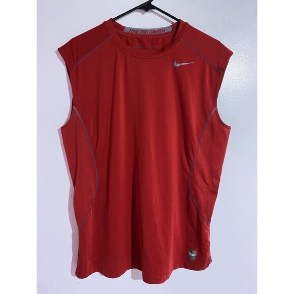Nike Other - Nike Pro Combat Dri Fit Fitted Tank Shirt Mens L Red Gym Training Athleisure